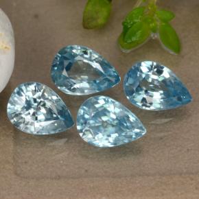 Gemas de circón azul natural de 4,33 ct, en forma de pera, VVS-VS