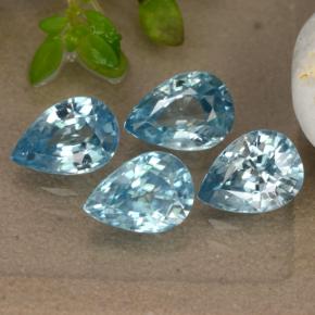 Gemas de circón azul natural de 4,33 ct, en forma de pera, VVS-VS