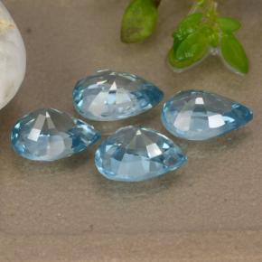 Gemas de circón azul natural de 4,33 ct, en forma de pera, VVS-VS