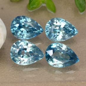 Gemas de circón azul natural de 4,53 ct, en forma de pera, VVS-VS