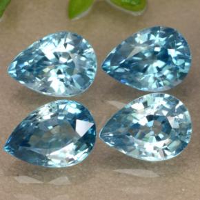 Gemas de circón azul natural de 4,53 ct, en forma de pera, VVS-VS