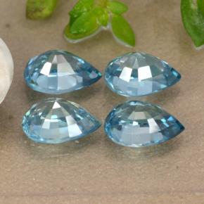 Gemas de circón azul natural de 4,53 ct, en forma de pera, VVS-VS