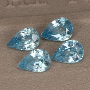 Gemas de circón azul natural de 3,66 ct, en forma de pera, VVS-VS