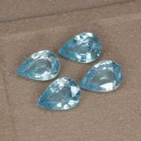 Gemas de circón azul cian natural de 3,60 ct, en forma de pera, VVS-VS