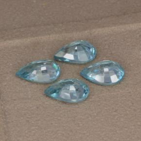 Gemas de circón azul cian natural de 3,60 ct, en forma de pera, VVS-VS