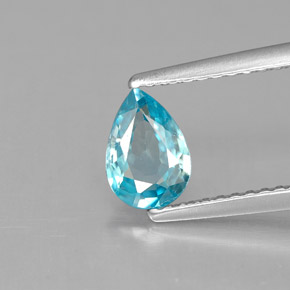Circón azul natural de 0,89 ct, en forma de pera, VVS-VS
