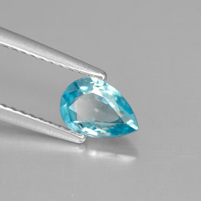 Circón azul natural de 0,89 ct, en forma de pera, VVS-VS
