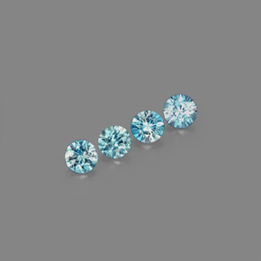 Gemas de circón azul natural de  ct, corte redondo, VVS-VS