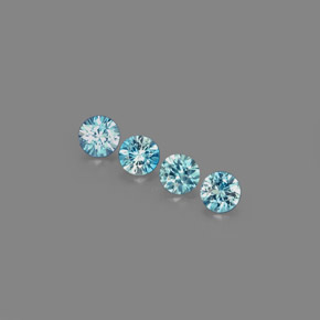 Gemas de circón azul natural de  ct, corte redondo, VVS-VS