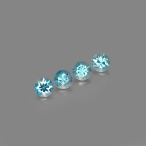 Gemas de circón azul natural de  ct, corte redondo, VVS-VS