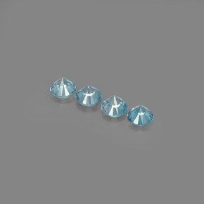 Gemas de circón azul natural de  ct, corte redondo, VVS-VS