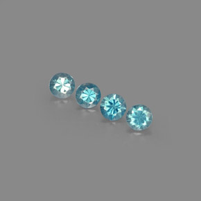 Gemas de circón azul natural de  ct, corte redondo, VVS-VS