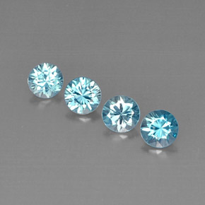 Gemas de circón azul natural de  ct, corte redondo, VVS-VS