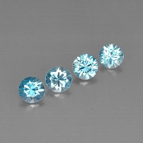 Gemas de circón azul natural de  ct, corte redondo, VVS-VS