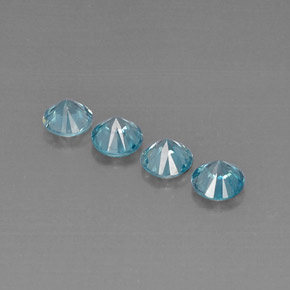 Gemas de circón azul natural de  ct, corte redondo, VVS-VS