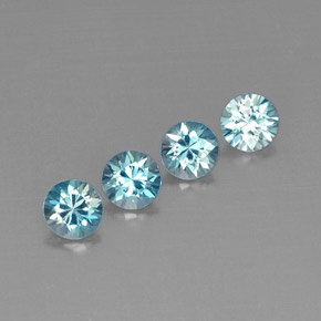 Gemas de circón azul natural de  ct, corte redondo, VVS-VS