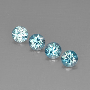 Gemas de circón azul natural de  ct, corte redondo, VVS-VS