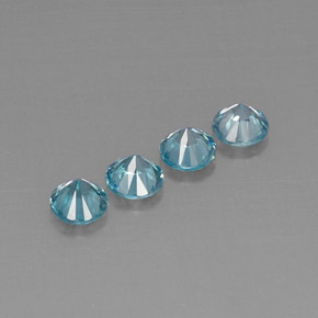 Gemas de circón azul natural de  ct, corte redondo, VVS-VS