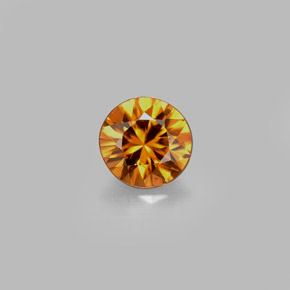Circón naranja natural de 0,88 ct, corte redondo, VS
