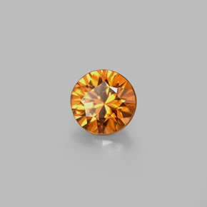Circón naranja natural de 0,88 ct, corte redondo, VS