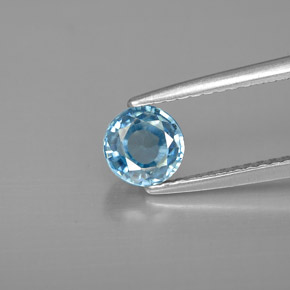 Circón azul natural de 1,17 ct, corte redondo, VVS-VS