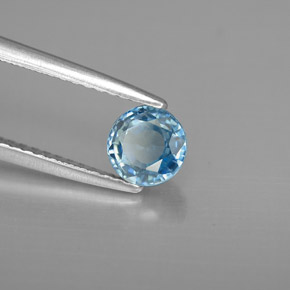 Circón azul natural de 1,17 ct, corte redondo, VVS-VS