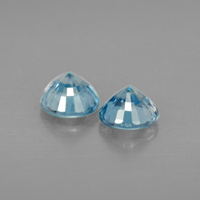Gemas de circón azul natural de  ct, corte redondo, VVS-VS