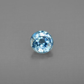 Circón azul natural de 0,85 ct, corte redondo, VVS