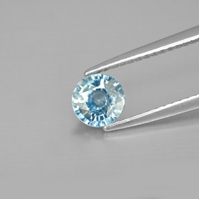 Circón azul natural de 0,97 ct, corte redondo, VS