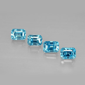 Gemas de circón azul natural de  ct, corte esmeralda, VVS