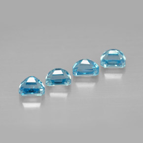 Gemas de circón azul natural de  ct, corte esmeralda, VVS