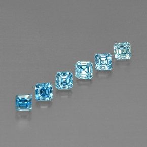 Gemas de circón azul natural de  ct, corte esmeralda, VVS