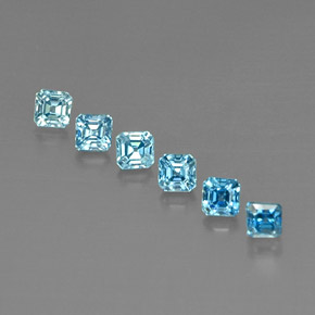 Gemas de circón azul natural de  ct, corte esmeralda, VVS