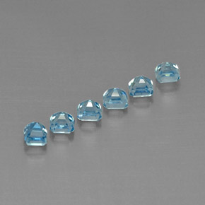 Gemas de circón azul natural de  ct, corte esmeralda, VVS