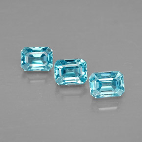 Gemas de circón azul natural de  ct, corte esmeralda, VVS
