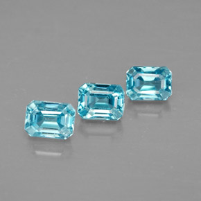 Gemas de circón azul natural de  ct, corte esmeralda, VVS