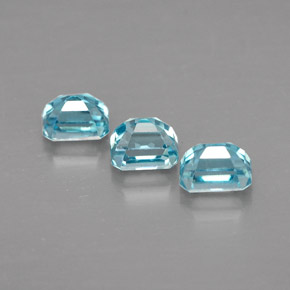 Gemas de circón azul natural de  ct, corte esmeralda, VVS