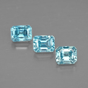 Gemas de circón azul natural de  ct, corte esmeralda, VVS