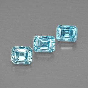 Gemas de circón azul natural de  ct, corte esmeralda, VVS