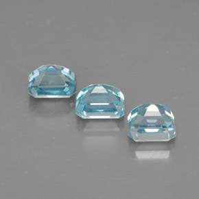 Gemas de circón azul natural de  ct, corte esmeralda, VVS