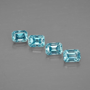 Gemas de circón azul natural de  ct, corte esmeralda, VVS