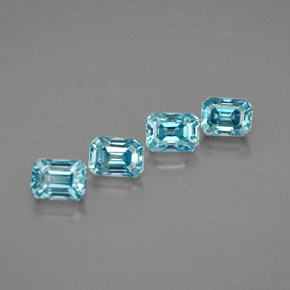 Gemas de circón azul natural de  ct, corte esmeralda, VVS