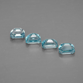 Gemas de circón azul natural de  ct, corte esmeralda, VVS