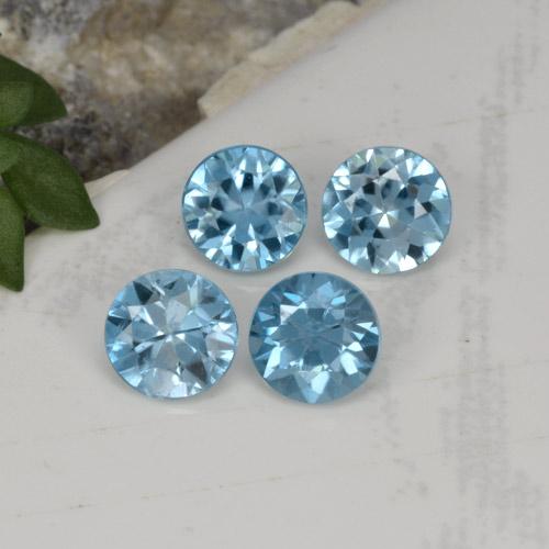 Gemas de circón azul natural de 2,00 ct, corte redondo, VVS-VS