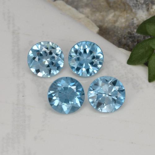Gemas de circón azul natural de 2,00 ct, corte redondo, VVS-VS