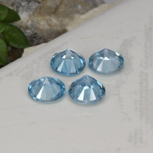 Gemas de circón azul natural de 2,00 ct, corte redondo, VVS-VS