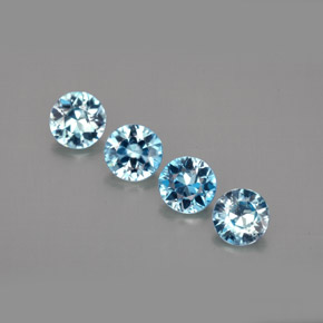 Gemas de circón azul natural de  ct, corte redondo, VVS-VS