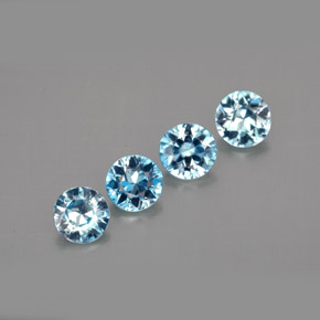 Gemas de circón azul natural de  ct, corte redondo, VVS-VS
