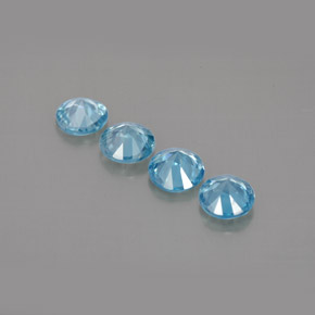 Gemas de circón azul natural de  ct, corte redondo, VVS-VS