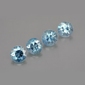 Gemas de circón azul natural de  ct, corte redondo, VVS-VS